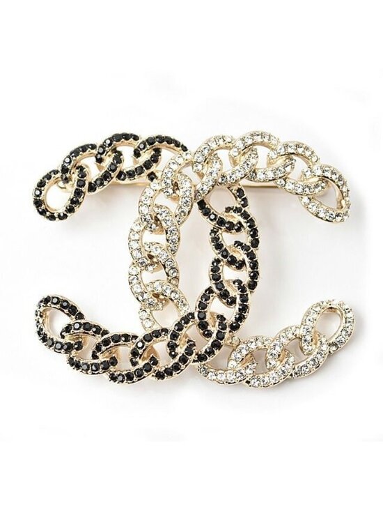 Chanel Jewelry - Chanel Brooch Pin Rhinestone Gold Black